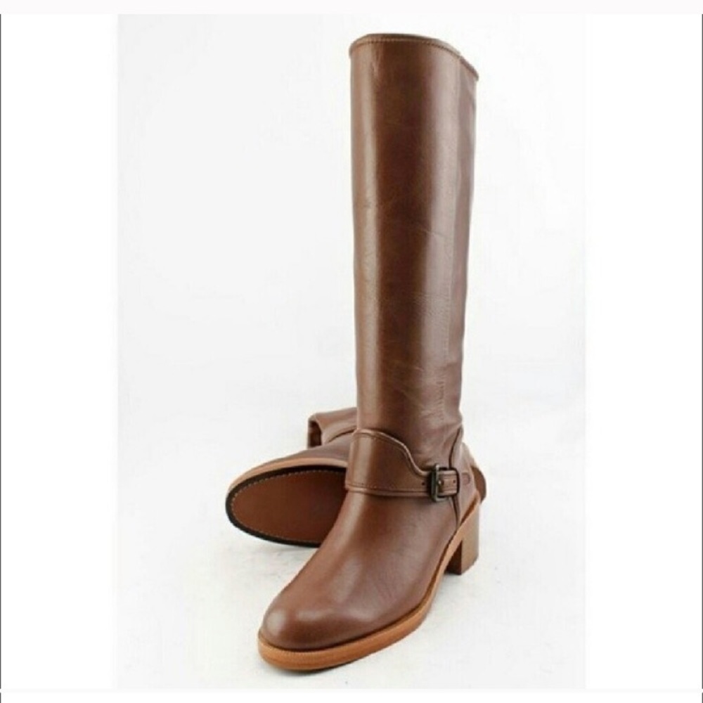 Luxury coach leather brown tall boots 8